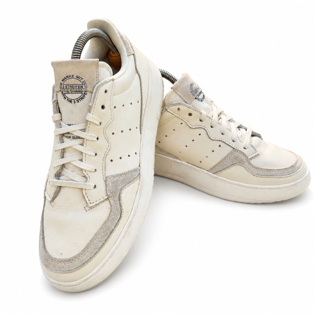 Adidas Supercourt Mens Off White Cream Leather Low Top Sneakers EE6047 Size 8.5
